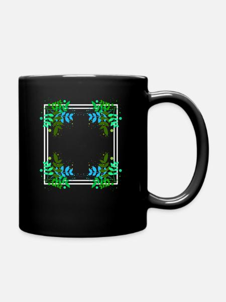 Frame with color stains leaf decoration - Full Colour Mug - black