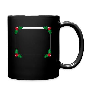 Frame with holly Winter Christmas - Full Colour Mug - black - Right