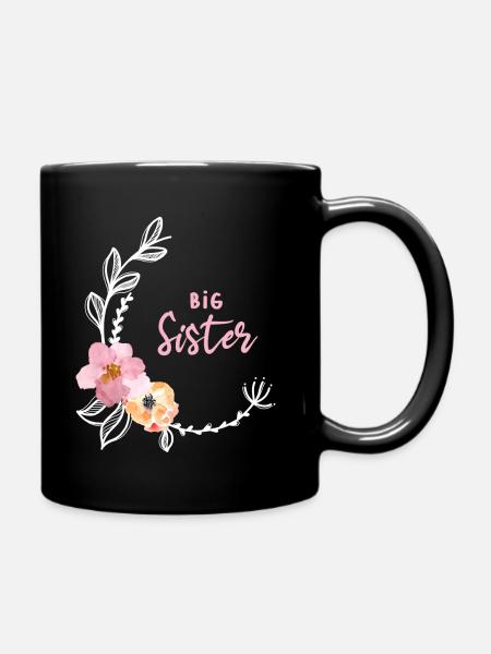 Flower Vine Big Sister - Full Colour Mug - black