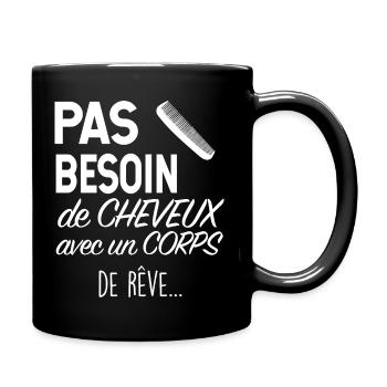 Papa Chauve pas besoin de cheveux humour - Mug uni - noir - Droite