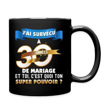 30 ans Idée cadeau anniversaire de mariage - Mug uni - noir - Droite