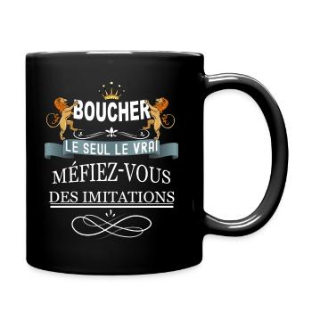 Pour mon boucher le seul le vrai humour métier - Mug uni - noir - Droite