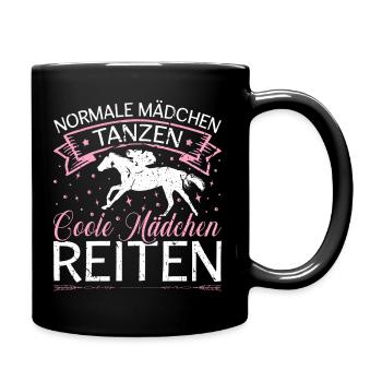 Coole Mädchen Reiten Pferde - Tasse einfarbig - Schwarz - Rechts