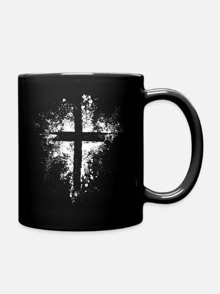 Jesus-Kreuz-Design für gläubige Christen - Tasse einfarbig - Schwarz