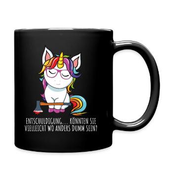 Frecher Teenager Spruch Einhorn Dumm sein - Tasse einfarbig - Schwarz - Rechts