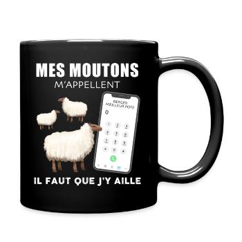 Moutons humour cadeau métier éleveur de berger - Mug uni - noir - Droite
