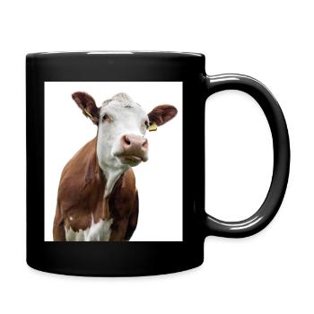 Cow. Kuh. koe. ko. vaca. ku. lehmä. vache - Tasse einfarbig - Schwarz - Rechts