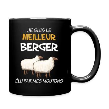 Mon berger et ses moutons c'est le meilleur - Mug uni - noir - Droite