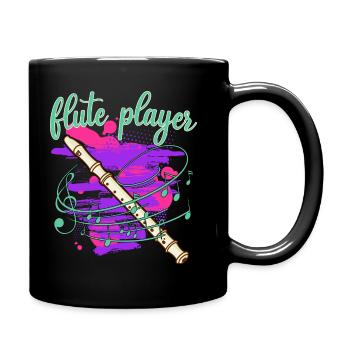 flute flutist recorder flute player transverse flute - Full Colour Mug - black - Right