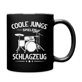 Coole Jungs Spielen Schlagzeug Drummer - Tasse einfarbig - Schwarz - Rechts