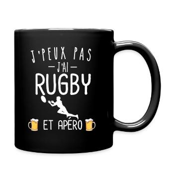 Je peux pas j'ai rugby et apéro - Mug uni - noir - Droite