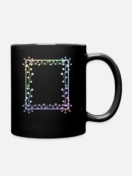 Square colorful frame with flowers - Full Colour Mug - black