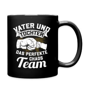 Vater und Tochter - Das perfekte Chaos Team - Tasse einfarbig - Schwarz - Rechts