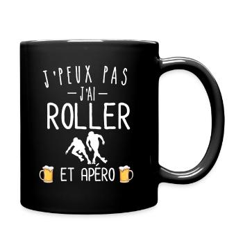 Je peux pas j'ai roller et apéro - Mug uni - noir - Droite