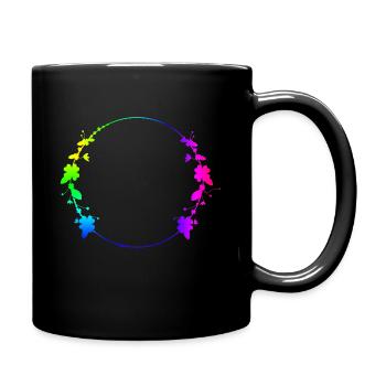 Colorful frame with flowers - Full Colour Mug - black - Right