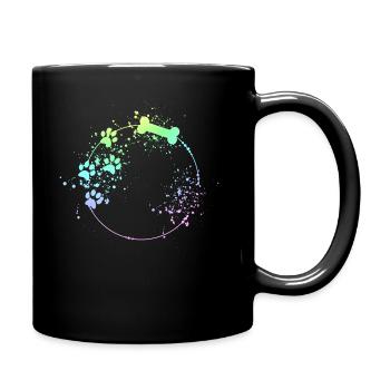 Hunde Rahmen Hundepfote Farbflecken - Tasse einfarbig - Schwarz - Rechts