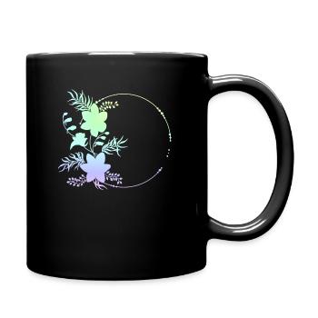 Circular frame flowers ornaments - Full Colour Mug - black - Right