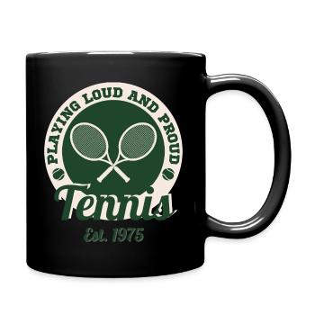 Tennis 1975 Vintage Retro Design Play Loud & Proud - Tasse einfarbig - Schwarz - Rechts