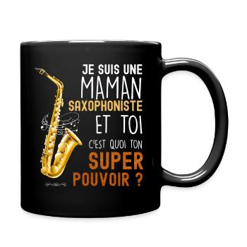 Musicienne saxophoniste maman saxophone - Mug uni - noir - Droite