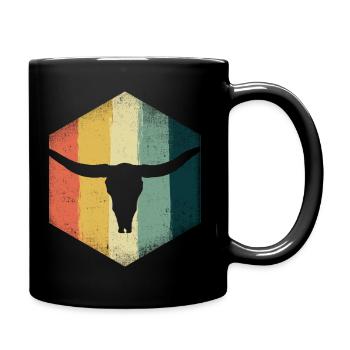 Texas Longhorn Rinder Design für stolze Texaner - Tasse einfarbig - Schwarz - Rechts
