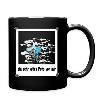 Altes Foto Rennradfahrer Radrennen - Tasse einfarbig - Schwarz - Rechts