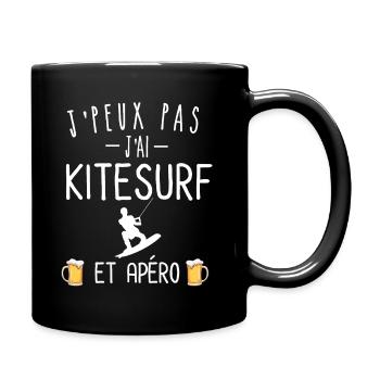 Je peux pas j'ai kitesurf et apéro - Mug uni - noir - Droite