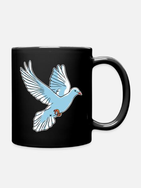 Friedenstaube Motiv auch in Friedenszeiten - Tasse einfarbig - Schwarz