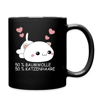 Katze | Katzenhaare Baumwolle - Tasse einfarbig - Schwarz - Rechts