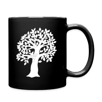 Weißer Baum - Tasse einfarbig - Schwarz - Rechts