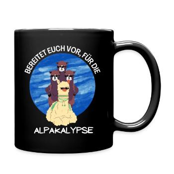 Apalkalypse - Ein lustiges Wortspiel mit Alpakas - Tasse einfarbig - Schwarz - Rechts
