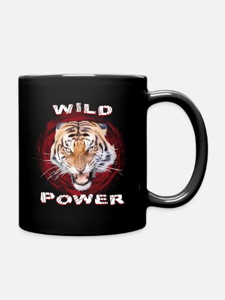 Wilder Tiger - Fauchend - Wildnis - Wilde Kraft - Tasse einfarbig - Schwarz