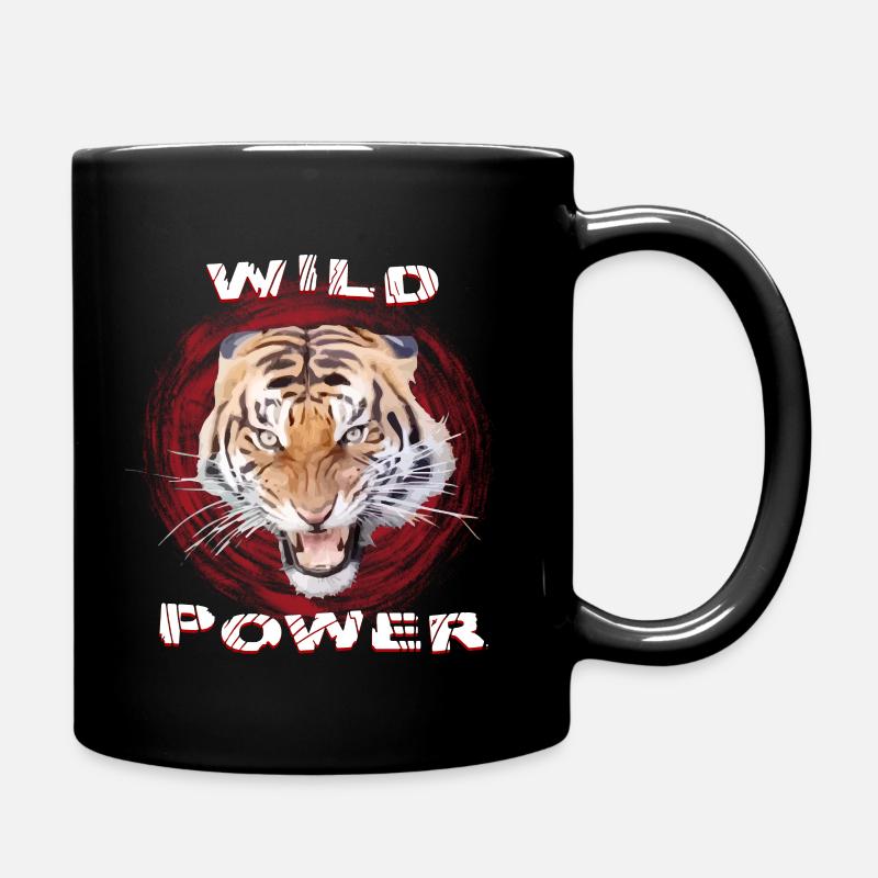 Wild Tiger - Hissing - Wilderness - Wild Power - Full Colour Mug - black