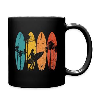 Surfer Girl Beach Palm Trees - Full Colour Mug - black - Right