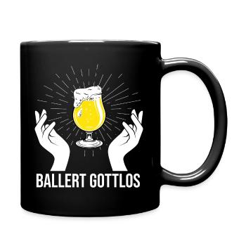 Ballert Gottlos Bier Saufen Biere Biergarten - Tasse einfarbig - Schwarz - Rechts