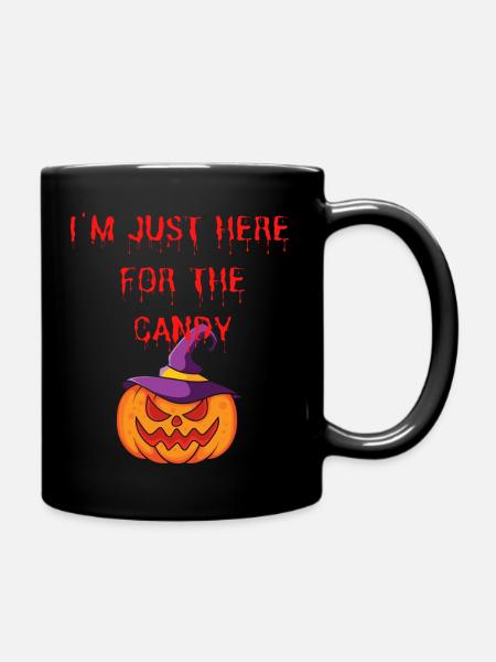 Terrible inscription on holloween. I like candy. - Full Colour Mug - black