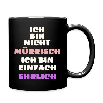 Lustiger mürrisch launisch wütender ehrlich Vektor - Tasse einfarbig - Schwarz - Rechts