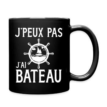 Je peux pas j'ai bateau cadeau humour marin homme - Mug uni - noir - Droite