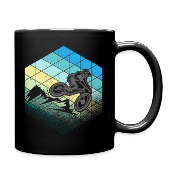 descente hexagone gris - Mug uni - noir - Droite
