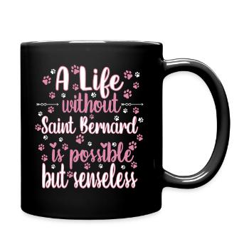 Leben Liebe Hunderasse Saint Bernard Hund - Tasse einfarbig - Schwarz - Rechts
