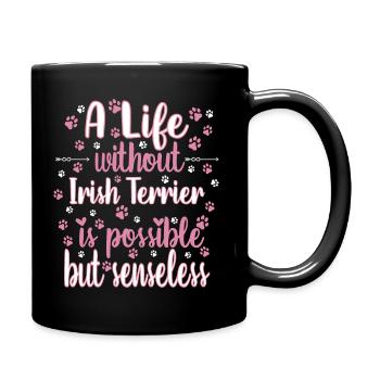 Leben Liebe Hunderasse Irish Terrier Hund - Tasse einfarbig - Schwarz - Rechts