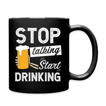 Stop talking start drinking skeleton drinking beer - Mug uni - noir - Droite