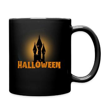 Halloween Creepy Cemetery Moon Witch Vampire - Full Colour Mug - black - Right