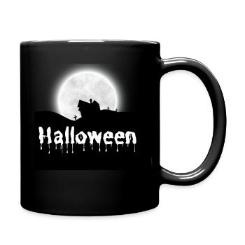 Halloween Creepy Cemetery Moon Witch Vampire - Full Colour Mug - black - Right