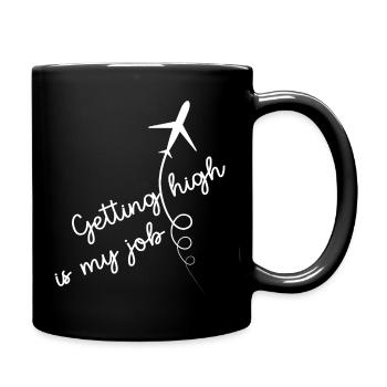 Pilot fliegt Flugzeug Flugstunden "getting high" - Tasse einfarbig - Schwarz - Rechts