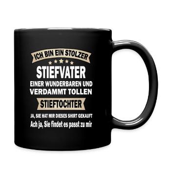 Toller Stiefvater Bonuspapa Stolzer Stiefpapa - Tasse einfarbig - Schwarz - Rechts