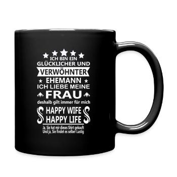 Verwöhnter Ehemann Glücklicher Wunderbarer Mann - Tasse einfarbig - Schwarz - Rechts