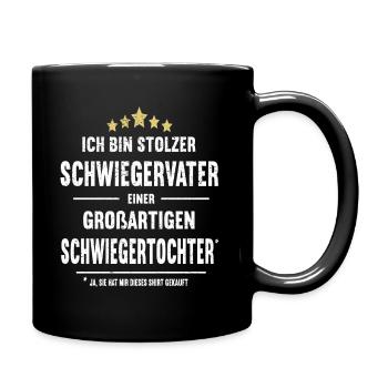 Schwiegervater Schwiegertochter Stolzer Papa - Tasse einfarbig - Schwarz - Rechts