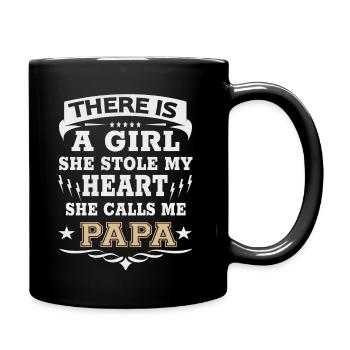 There is a girl heart proud daddy daughter - Full Colour Mug - black - Right