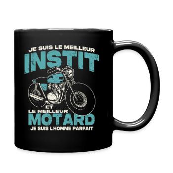 Le meilleur instit et le meilleur motard - Mug uni - noir - Droite