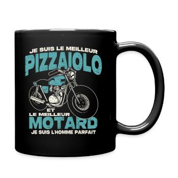 Le meilleur pizzaiolo et le meilleur motard - Mug uni - noir - Droite